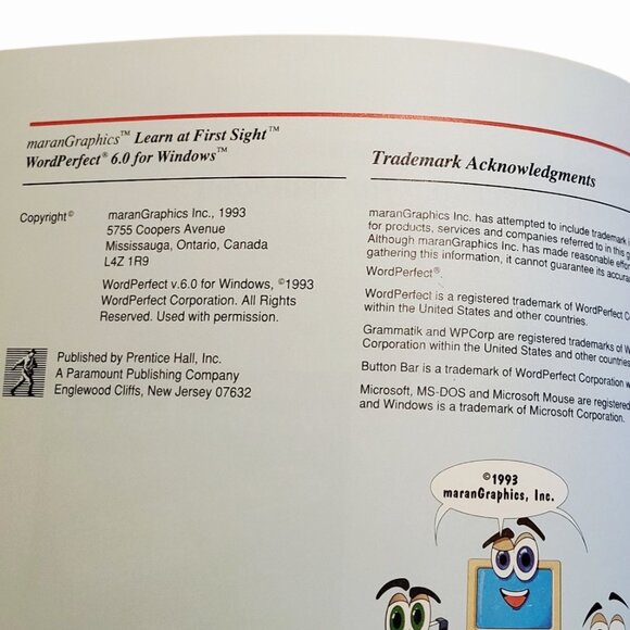 WordPerfect for Windows 6.0 Learn At First Sight maranGraphics 1993 color 124p - Picture 5 of 9